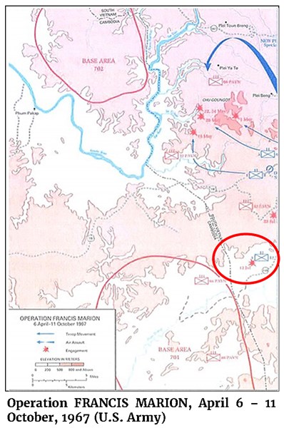 Map of Operation FRANCIS MARION, April 6 – 11 October, 1967 (U.S. Army)